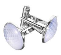 TEHAUX Golf Ball Inspired Metal and Glass Cufflinks Pair, Silver Small Shirt Studs 0.98 X 0.70 Inch, Suitable for Business, Casual and Wedding, for Men Golf Accessories