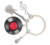TEHAUX Graduation Gifts Music Keychain Featuring a Stylish Guitar and Microphone Design with Music Note Pendant, for Decorating Backpacks and Everyday Use, Made from Sturdy Metal