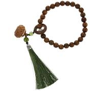 TEHAUX Green Sandalwood Rosary Bracelet Lotus Scented Beads, Chinese Style Wooden Prayer Beads Wrist Chain Tassel, Unisex Decorative Beaded Bracelet for Meditation and Daily Wear