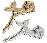 TEHAUX Hair Clips Hair Claw Clips for Women, Alloy Material Rose Shape 2pcs Comfortable and Not Easy to Fade, Silver Colour, for Birthday and Christmas Accessories