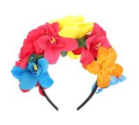 TEHAUX Halloween Rose Party Headband Fuchsia and Blue Orchids, Mexican Style Flower Crown Hair Accessory for Women’S Halloween, Christmas, and Stage Performance