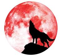 TEHAUX Halloween Wall Decal Glow the Dark PVC Sticker with Moon and Wolf Design for Halloween Party and Masquerade, Self-Adhesive Red Wall Decor Sticker for Bedroom, Living Room,