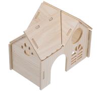TEHAUX Hamster House Wooden Pet Nest Hamster Hideaway Hut Offers Activity Space Pet Entertainment Wood Beige Hideout for Chinchilla Guinea Pig Small Animals Habitat