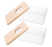 TEHAUX Hamster Sand Bath Box and Acrylic Bathtub, Small 15.5x10x7cm Reusable Bathhouse for Household Hamsters and Chinchillas, 2pcs Set for Daily Small Pet Bathroom Use