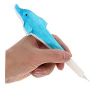 TEHAUX Hand Carved Dolphin Wooden Gel Pen Solid Wood Animal Design for Students Adults Educational Writing Tool Fun School Office Supplies Gift