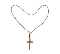TEHAUX Handcrafted Wooden Cross Necklace for Men Women Retro Wood Pendant for Car Rearview Mirror Artisan Polished Christian Symbol Jewelry Easy Hang Car Interior Decoration