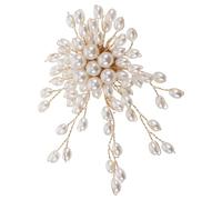 TEHAUX Handmade Pearl Brooch Pin for Women Floral Rhinestone Shawl Pin Embellished Pearl Accessory for Sweaters and Jackets for Bridal and Everyday Wear