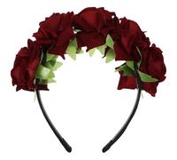 TEHAUX Handmade Red Rose Headband for Women, Elegant Floral Hair Hoop Adds Elegance and Slides into Hair, for Bride, Mother's Day, and Homecoming Accessories