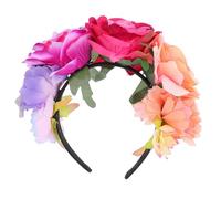 TEHAUX Hawaiian Floral Headband for Women, Wide Band Simulation Rose Hair Accessory in Violet, Deep Rose Red and Peach Pink, Party and Vacation Hairwear