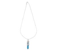 TEHAUX Hexagonal Turquoise Natural Stone Dragon Totem Pendant Necklace, Creative Clavicle Decorative Chain for Women, Fashion Crystal Column Jewelry