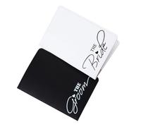 TEHAUX Holder Travel Pouch Pu Leather Multi-Functional Couples 2pcs Portable Design with Groom and Bride Words for Travel Use