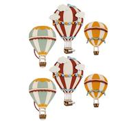TEHAUX Hot Air Balloon with Artistic Flair and Easy Installation 6pcs Wall Plaques Hand Painted Wooden Rustic Boho Ready to Mount Nursery Wall Decor for Room or Hallway