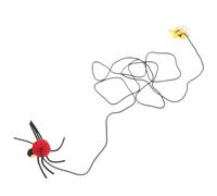 TEHAUX Interactive Hanging Door Cat for Home Use with Felt Cloth Spider Shape, Red Colour, Stimulating Auditory and Visual Senses with Plume and Bells, for Indoor Cats and Kittens