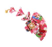 TEHAUX Japanese Style Handmade Hairpin for Women with Flower and Tassel Design, Sturdy Cloth and Metal Hair Accessory for Pairing with Traditional Yukata, Kimono or Modern Outfits