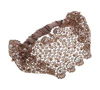 TEHAUX Lace Elastic Headwrap Headband for Older Ladies Soft and Comfortable Keeps Hair in Place Stylish Boho Vintage Design Coffee Colour Suitable for Daily Wear at Home