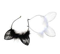 TEHAUX Lace Rabbit Ear Headband with Unique and Delicate Craft Design 2pcs Comfortable and Well Decorated Hair Accessories for Halloween and Anniversary Party Cosplay