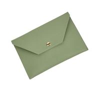 TEHAUX Large Capacity Envelope Makeup Bag for Women, Double-Sided PU Leather Cosmetic Pouch Makeup Brush Storage, Cash Wallet and Phone Holder in Teal Green