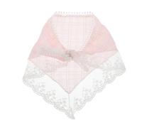 TEHAUX Lightweight Triangle Hair Scarf for Women in Pink, Breathable Polyester Fabric Non-slip Lace Design, Vintage Boho Style for Summer Outdoor or Wedding Hair Accessory