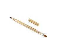 TEHAUX Lip Brush Portable Metal and Synthetic Fiber Construction Dual-end Concealer and Lip Makeup Brush Retractable Double-ended with Dense Bristles in Golden for Women