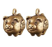 TEHAUX Little Pig Brass Keychain 2Pcs Sturdy Animal Pendant Charms for Vintage Craft Projects and Everyday Accessories