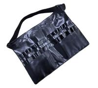 TEHAUX Makeup Brush Storage Bag Protects from Damage Sturdy Cosmetic Brush Pouch Black Pu Leather for Professional Makeup Artists for On-the-go Use