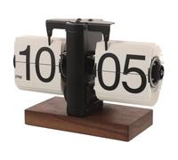 TEHAUX Mechanical Flip Clock Retro Vintage Desk Clock with Automatic Page Turning and Quiet Operation, Wooden and Iron Material, for Bedroom and Office Decoration