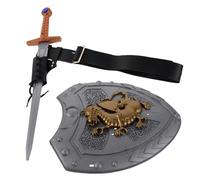 TEHAUX Medieval Knight Costume Accessories Set with Belt, Sword Scabbard, Long Sword and Solid Shield for Renaissance Viking Pirate Cosplay and LARP