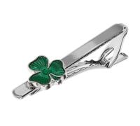 TEHAUX Men's Shamrock Tie Clip Irish Clover Necktie Pin Metal Suit Accessory for St Patrick's Day Festival Banquets Business Wear