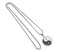 TEHAUX Men's Stainless Steel Pendant Necklace Tai Chi Yin Yang Round Disc Charm with Black and White Taoism Feng Shui Amulet Minimalist Chain for Spiritual Protection and Everyday Wear