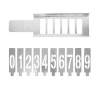 TEHAUX Metal Iron Stencils Hollow-Out Number Templates 6-Slot Holder Reusable Results Silver for Industrial Labeling and Painting on Mailbox and Fiber Distribution Box