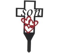 TEHAUX Metal Memorial Cross Stake Grave Marker for Gardens and Graves
