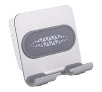 TEHAUX Metal Mobile Phone Base Adhesive Wall Bracket 20 Degree Angle Adjustable Punch-free Install Anti-skid Silicone and Abs Smart Phone Holder for Bathroom Kitchen