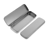 TEHAUX Metal Pencil Box and Stationery Tin Box Set for Students, Silver Grey Rectangular Frosted Mini Pencil Cases, 2pcs Bulk Storage for School Pens and Art Supplies