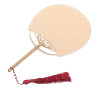 TEHAUX Mini Bamboo Handheld Fan with Tassel Sustainable Handmade Paper Paddle Fan for Women Lightweight Decorative Ornament for Weddings Parties Home Desk Portable Chinese DIY Craft