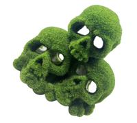 TEHAUX Mossy with Lifelike Mossy Crevices Reptile Hideout Skull Resin Naturalistic Texture Secure Hideaway for Betta Fish and Snakes for Reptile Enclosure and Terrarium