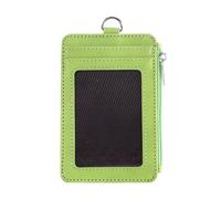 TEHAUX Multifunction Pu Leather Card Holder with Telescopic Buckle and Hanging Design, Protects Cards and Allows Quick Access, Suitable for Work and School, Light Green