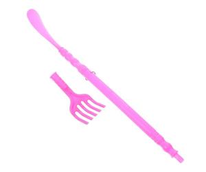 TEHAUX Multifunctional Plastic Back Scratcher and Shoehorn in Pink, Portable Scratching Tool with Claw Shape for Shoe Removal and Body Massage, Back Scratcher Shoe Horn for Adults