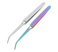 TEHAUX Nail Art Tweezers 2Pcs Stainless Steel Pinching Clips for Acrylic and C Curve Nail Sculpture at Home or Salon