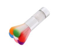 TEHAUX Nail Powder Cleaner Brush Set 7-color Rainbow Dust Brush with Metal Handle Petal Shape for Nail Art and Gel Polish Cleaning