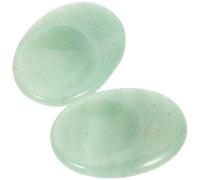 TEHAUX Natural Green Aventurine Thumb Worry Stone 2Pcs Set, Oval Shape Portable Mini Massage Stones for Anxiety Relief and Relaxation, Household Stress Relief Crystals