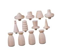 TEHAUX Natural Unpainted Wooden Peg Dolls with Hat Styles and Doll Bodies Lightweight Blank for Creative Painting Craft Art Projects and Hands Skill Development