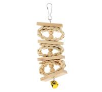 TEHAUX Natural Wood Parrot Chew Small Hanging Bird Cage for Cockatiel Macaw African Grey Wooden Blocks for Beak Exercise and Safe Play