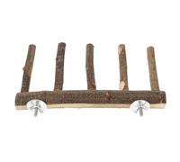 TEHAUX Natural Wooden Bird Perch Stand for Parakeets and Parrots, Sturdy Wood Material with Fixed Climbing Ladder, Bird Cage Accessory for Playing Time and Exercise inside The Cage