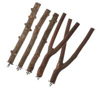 TEHAUX Natural Wooden Parrot Can be Fixed on Cage Standing Rod Set 5pcs Bird Grinding Claw Rods Sturdy Activity Perches for Pet Birds