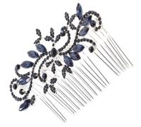 TEHAUX Navy Blue Rhinestone Bridal Hair Comb with Silver Detailing, Wedding Side Comb for Brides and Mother of The Bride, Sapphire Decorative Hair Accessory for Special Occasions
