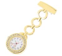 TEHAUX Nurse Pocket Watch Hanging Chest Watch Gold Tone with Crystal Dial for Nurses and Students Medical Work Use