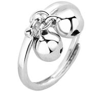 TEHAUX Open Ring Flexible Copper Material Double Bell with Cute and Decorative Design Silver Adjustable for Women for Everyday Fashion and Stylish Stacking