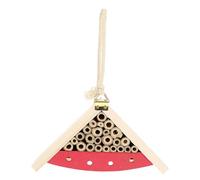 TEHAUX Outdoor Wooden Bee House Painted Pink Insect Shelter with Smooth Surface Safe Roof for Bees Butterflies and Bugs Garden Hanging Habitat for Winged Insects