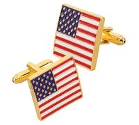 TEHAUX Patriotic Usa Alloy Flag Cufflinks with Stripe Design, Robust Material and Secure Pin Structure, for Independence Day and Travel Accessories