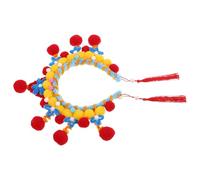 TEHAUX Peking Opera Headband with Tassels for Chinese Cultural Festivals Lightweight Plush Traditional Theatrical Headdress with Elegant Pompom Design for Stage Shows and DIY Versatility